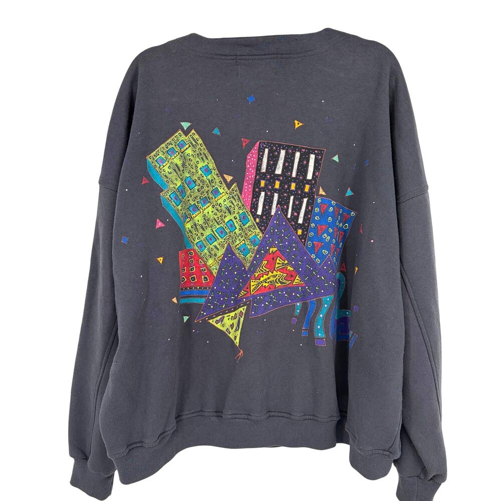 The Fox Collection 90's Seattle Artist Design Gray Button Front Cardigan Size XL